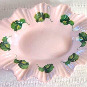 Vintage 1940s Adderley Bone China Pink "Ivy Leaf" Pattern Trinket Dish - England